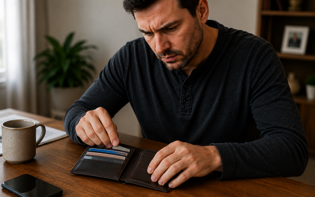 Empty wallet slot where Oklahoma medical marijuana card should be